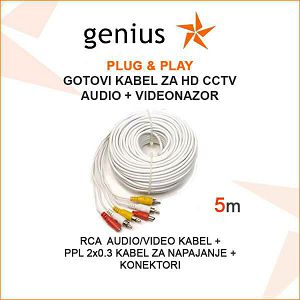  GOTOVI KABEL ZA VIDEONADZOR + AUDIO - 5M