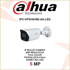 DAHUA 5MP IP FULL-COLOR BULLET KAMERA ZA VIDEONADZOR IPC-HFW3549E-AS-LED