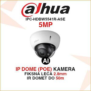 DAHUA 5MP IP DOME AI KAMERA ZA VIDEONADZOR IPC-HDBW5541R-ASE