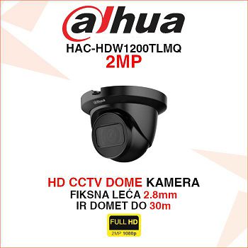 DAHUA CCTV 2MP DOME KAMERA U CRNOJ BOJI HAC-HDW1200TLMQ