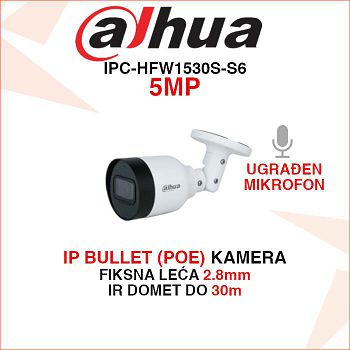 DAHUA IP BULLET KAMERA IPC-HFW1530S-S6 5MP 2.8mm