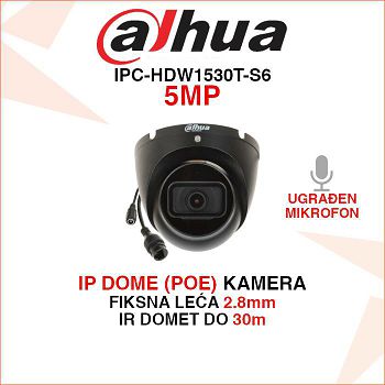DAHUA IP DOME KAMERA IPC-HDW1530T-S6 5MP 2.8mm