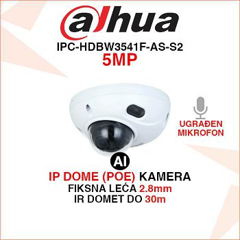 DAHUA IP WIZSENSE DOME KAMERA IPC-HDBW3541F-AS-S2 5MP 2.8mm