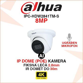 DAHUA IP WIZSENSE DOME KAMERA IPC-HDW2841TM-S 8MP 2.8mm