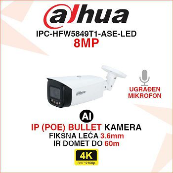 DAHUA WIZMIND IP POE BULLET KAMERA IPC-HFW5849T1-ASE-LED 8MP 3.6mm