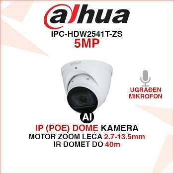 DAHUA WIZSENSE IP POE DOME KAMERA IPC-HDW2541T-ZS 5MP 2.7-13.5mm