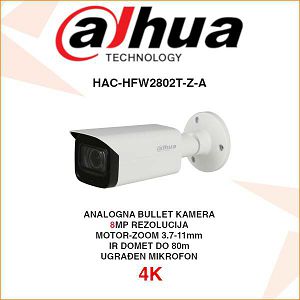 DAHUA 4K STARLIGHT BULLET KAMERA HAC-HFW2802T-Z-A 8MP 3.7-11mm