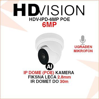 HDVISION IP DOME 6MP POE KAMERA HDV-IPD-6MP