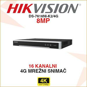 HIKVISION 16 KANALANI 8MP 4G MREŽNI VIDEO SNIMAČ DS-7616NI-K2/4G
