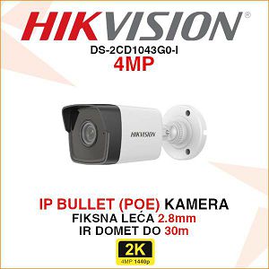 HIKVISION IP BULLET KAMERA DS-2CD1043G0-I 4MP 2.8mm