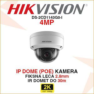 HIKVISION 4MP IP DOME POE KAMERA DS-2CD1143G0-I