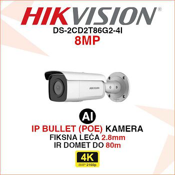 HIKVISION AcuSense IP BULLET KAMERA DS-2CD2T86G2-4I 8MP 2.8mm