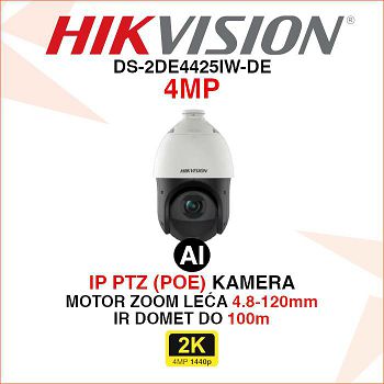HIKVISION AcuSense IP PTZ KAMERA DS-2DE4425IW-DE 4MP 4.8mm - 120mm