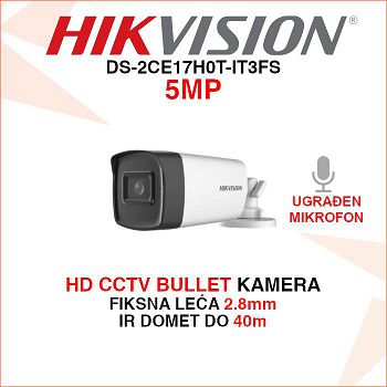 HIKVISION CCTV 5MP BULLET KAMERA S MIKROFONOM DS-2CE17H0T-IT3FS