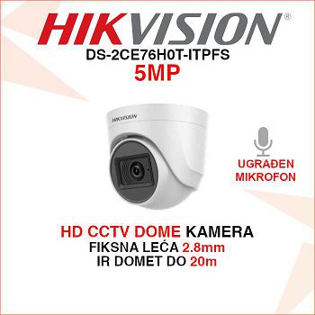 HIKVISION CCTV DOME KAMERA DS-2CE76H0T-ITPFS 5MP 2.8mm