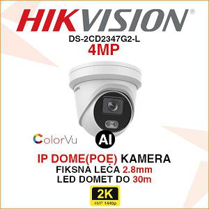 HIKVISION COLORVU IP DOME KAMERA DS-2CD2347G2-L 4MP 2.8mm