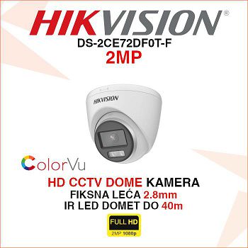 HIKVISION COLORVU DOME KAMERA DS-2CE72DF0T-F 2MP 2.8mm