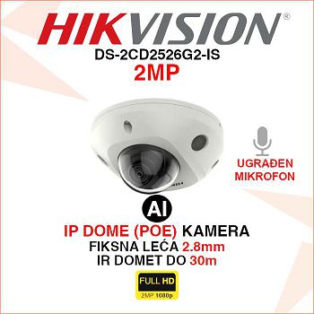 HIKVISION IP POE DOME AI KAMERA DS-2CD2526G2-IS 2MP 2.8mm
