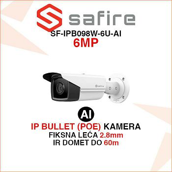 SAFIRE IP POE BULLET AI KAMERA SF-IPB098W-6U-AI 6MP 2.8mm