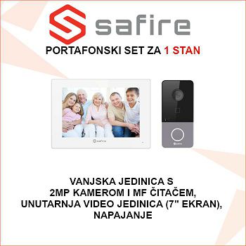 SAFIRE WiFi IP PORTAFONSKI KOMPLET SF-VIDISP01-7WIP - UNUTARNJA I VANJSKA JEDINICA + NAPAJANJE