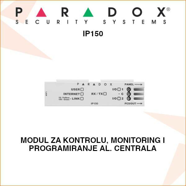 paradox-modul-za-kontrolu-monitoring-i-p-ip150_1 PARADOX MODUL ZA KONTROLU, MONITORING I PROGRAMIRANJE CENTRALA IP150 - Slika 1